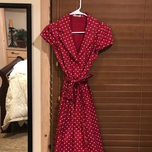 Red polka dot 1950s style dress